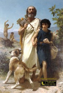 tranh-son-dau-co-dien-Bouguereau_Homer_and_his_Guide_(1874) 